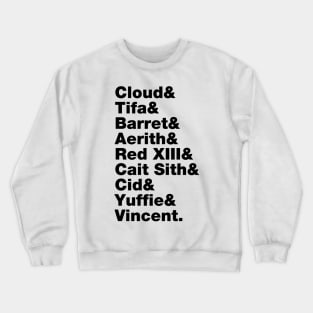 Final Fantasy 7 Characters (Black Text) Crewneck Sweatshirt